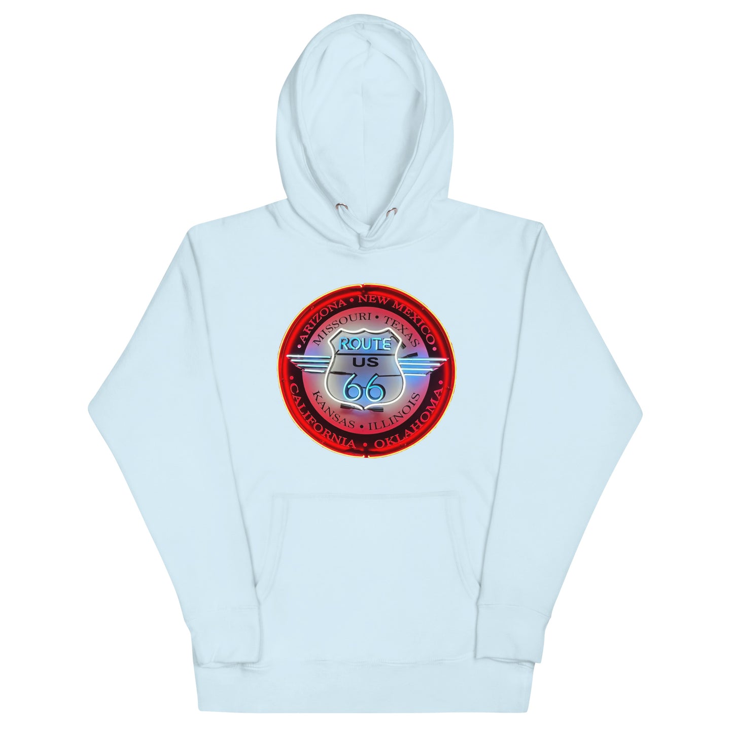 Vintage Route 66 Neon Style Lit Unisex Hoodie