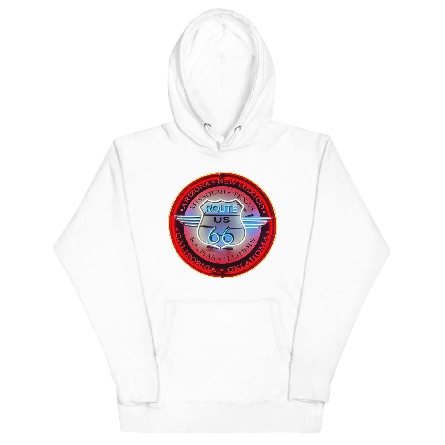 Vintage Route 66 Neon Style Lit Unisex Hoodie