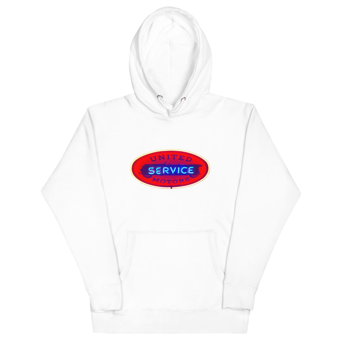 Vintage United Service Motor Neon Style Lit Unisex Hoodie