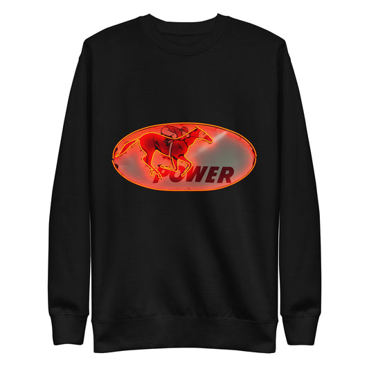 Retro Neon Sign Power Unisex Premium Sweatshirt