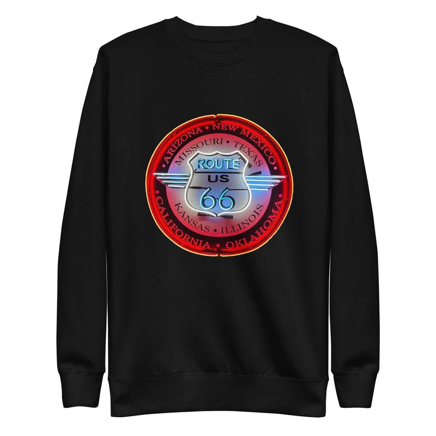 Vintage Route 66 Neon Style Lit Unisex Premium Sweatshirt