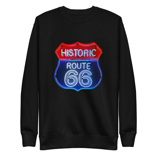 Vintage Route 66 Neon Style Unisex Premium Sweatshirt