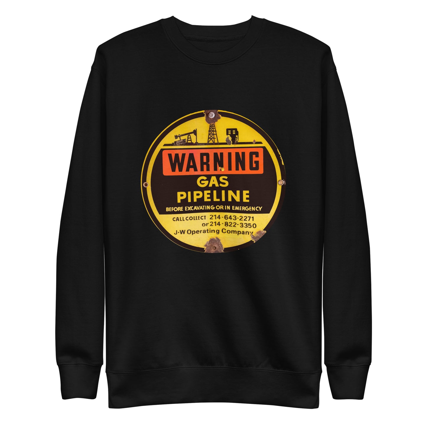 Retro Gas Warning Sign Tin Unisex Premium Sweatshirt