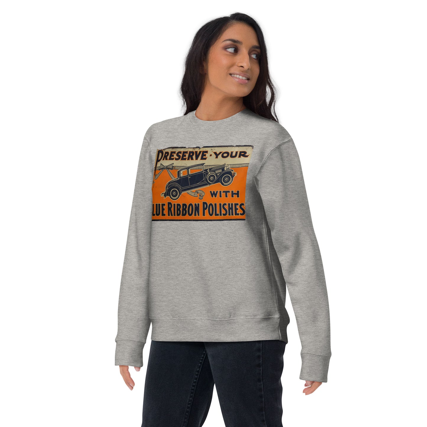 Blue Ribbon Patina Tin Style Unisex Premium Sweatshirt
