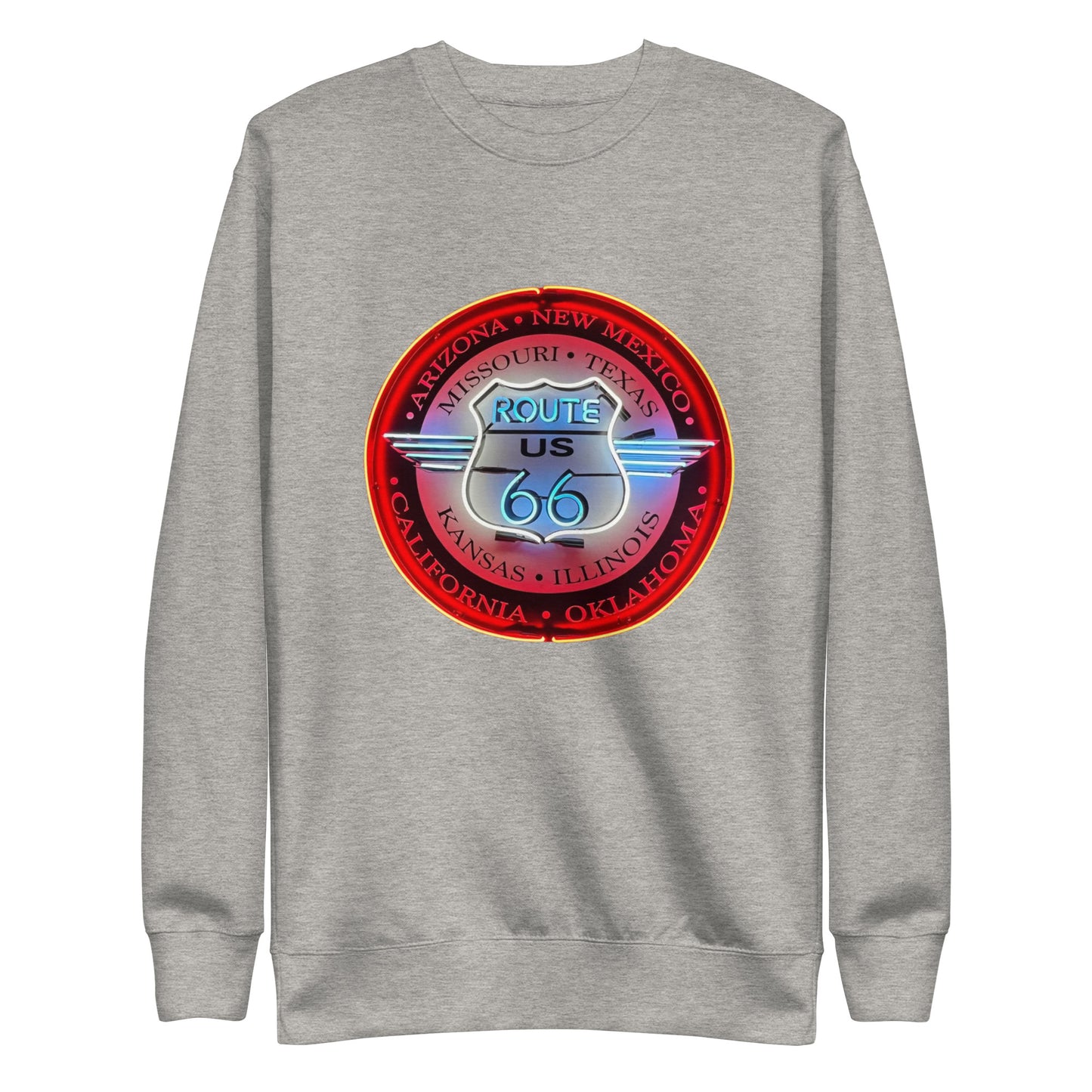 Vintage Route 66 Neon Style Lit Unisex Premium Sweatshirt