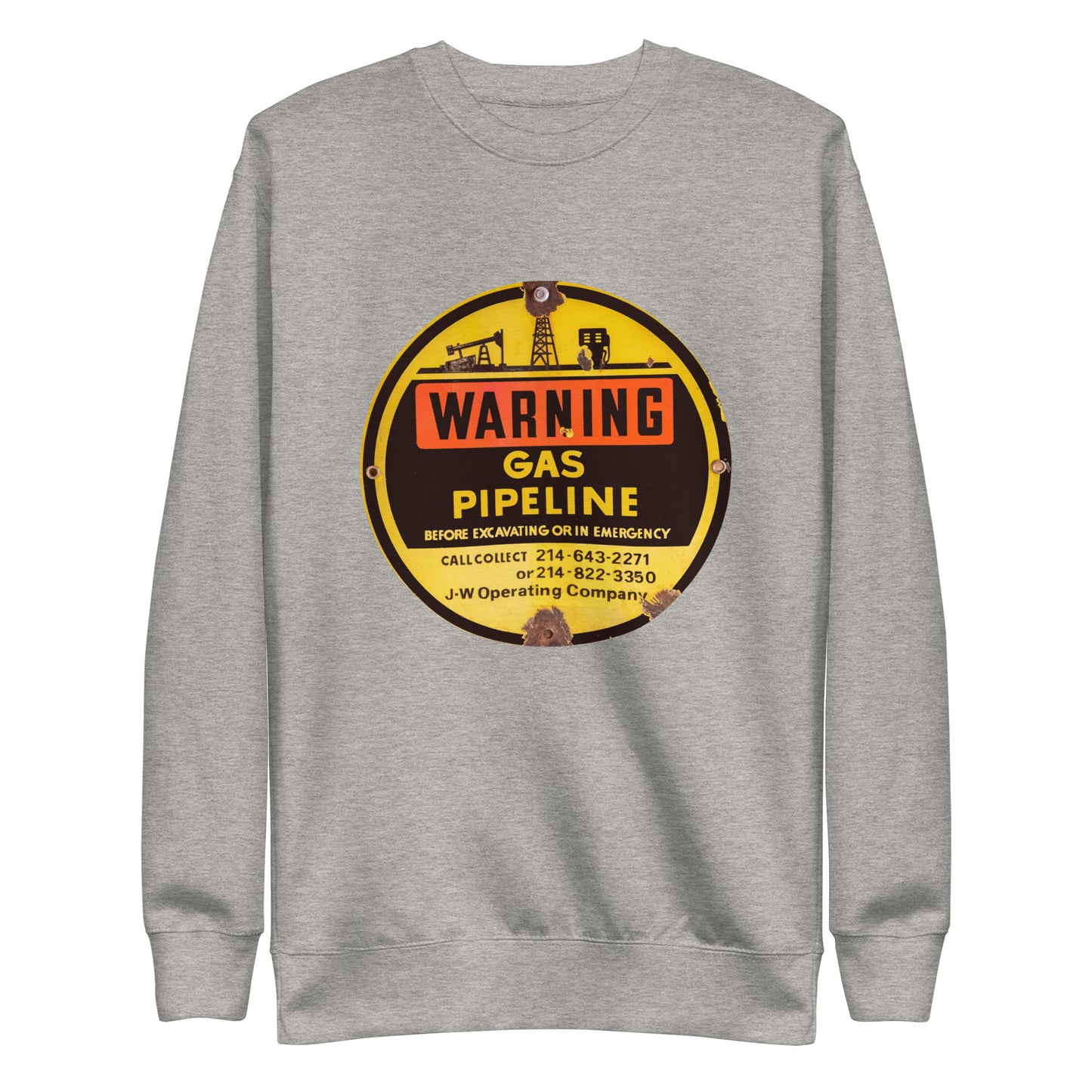 Retro Gas Warning Sign Tin Unisex Premium Sweatshirt