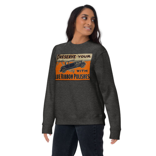 Blue Ribbon Patina Tin Style Unisex Premium Sweatshirt