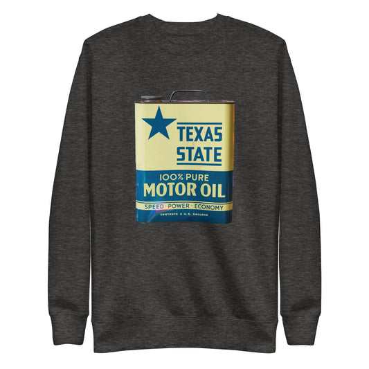 Vintage Texas Motor Oil Can Gallon Deisgn Unisex Premium Sweatshirt