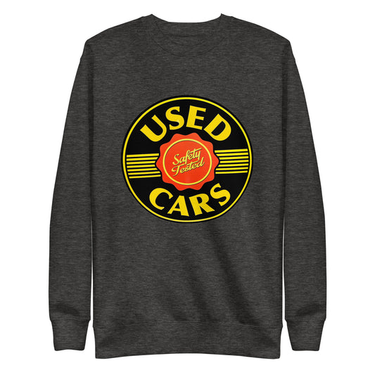 Vintage Porcelain Used Car Sign Unisex Premium Sweatshirt