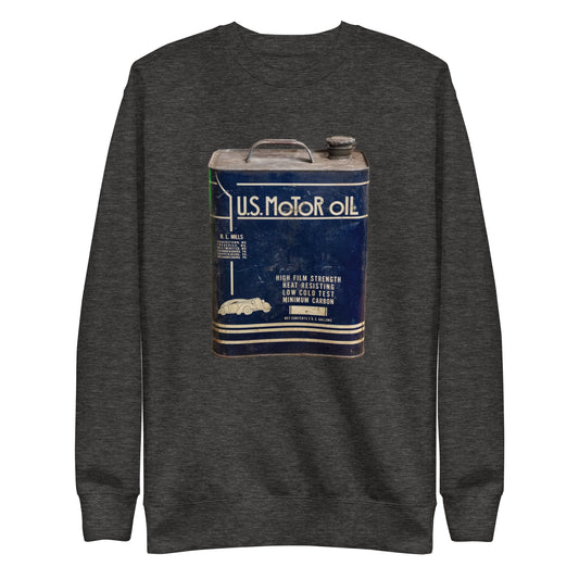 Vintage US Motor Oil Steel Gallon Style Unisex Premium Sweatshirt