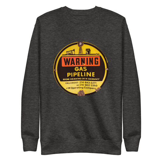 Retro Gas Warning Sign Tin Unisex Premium Sweatshirt