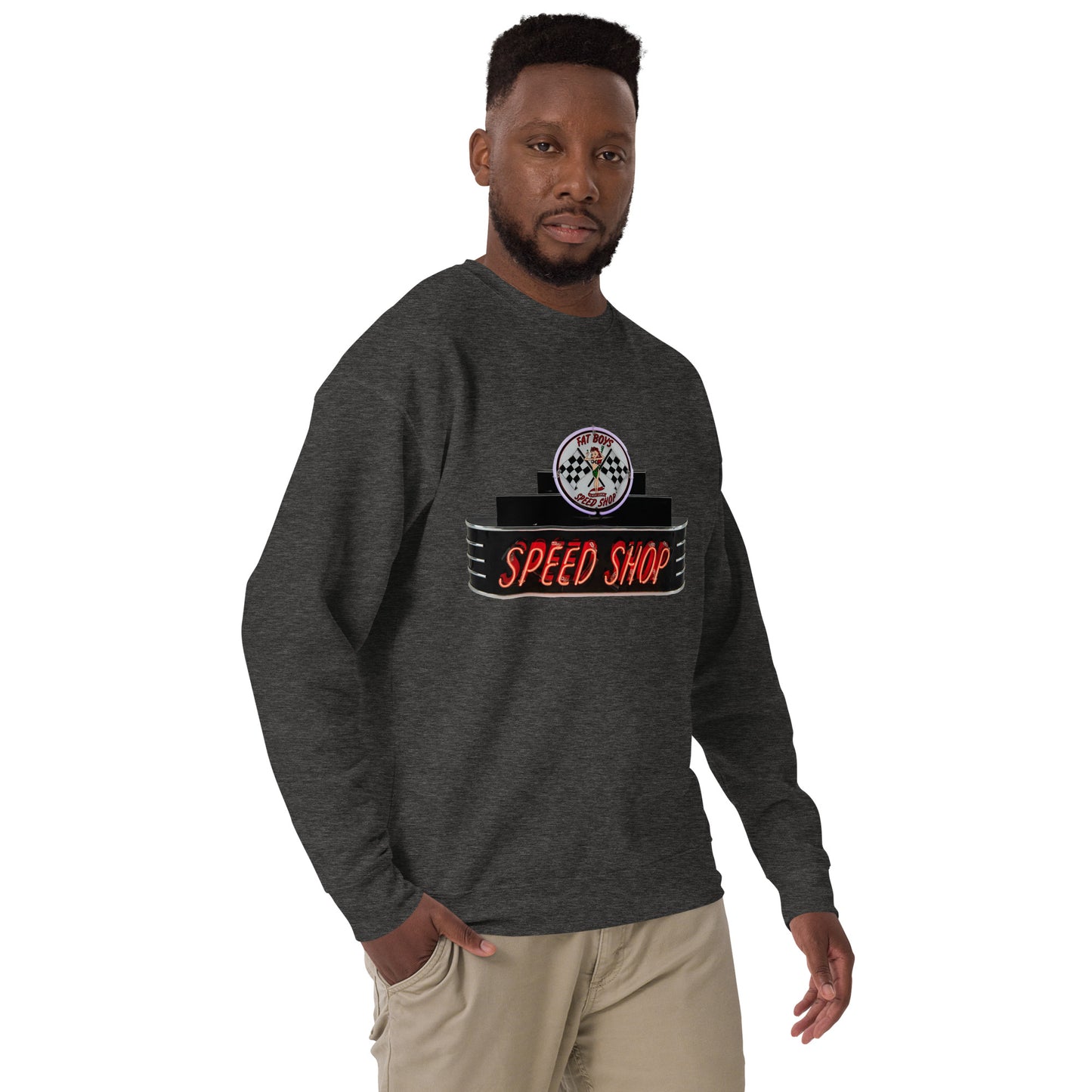 Vintage Neon Speed Shop Sign Unisex Premium Sweatshirt