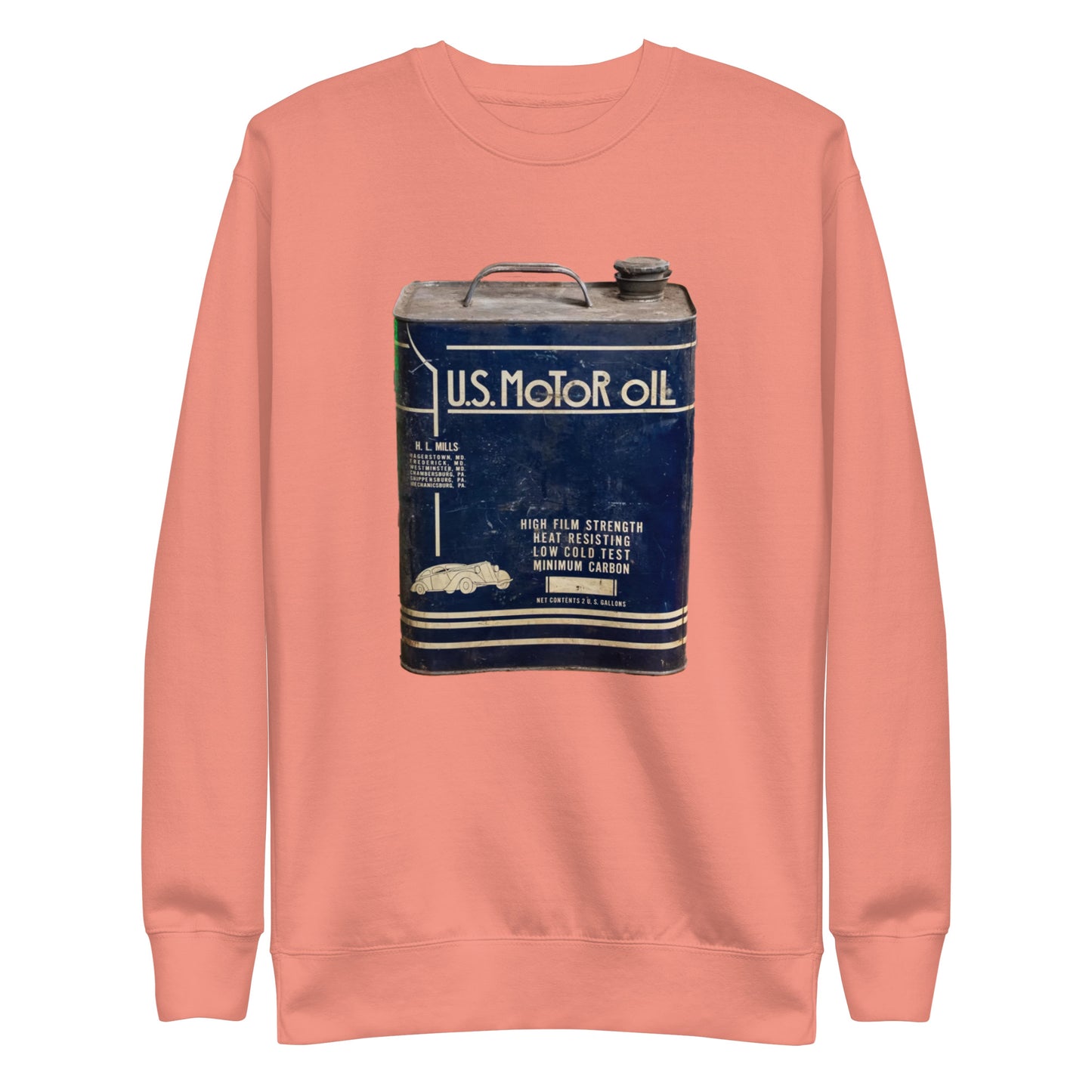 Vintage US Motor Oil Steel Gallon Style Unisex Premium Sweatshirt