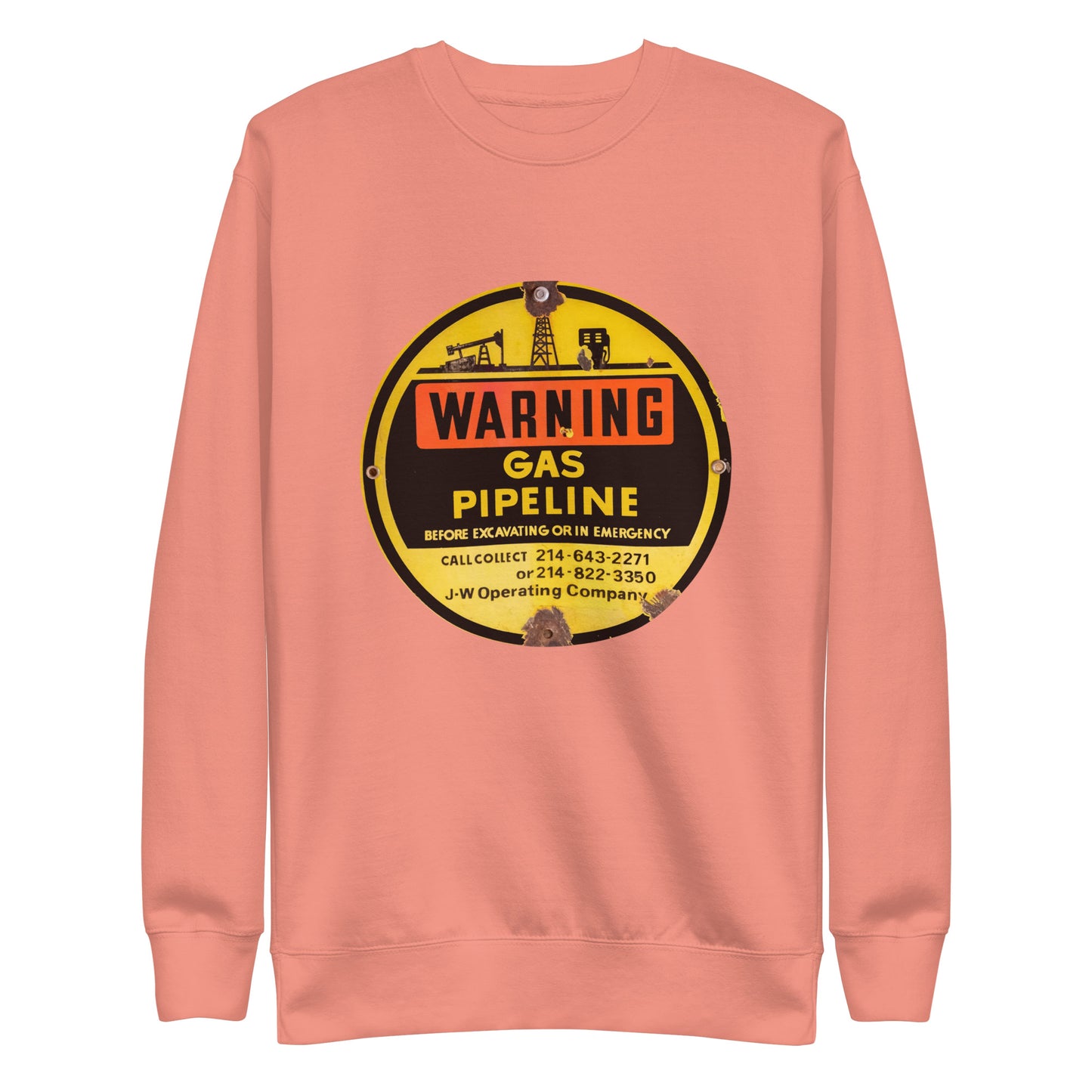 Retro Gas Warning Sign Tin Unisex Premium Sweatshirt