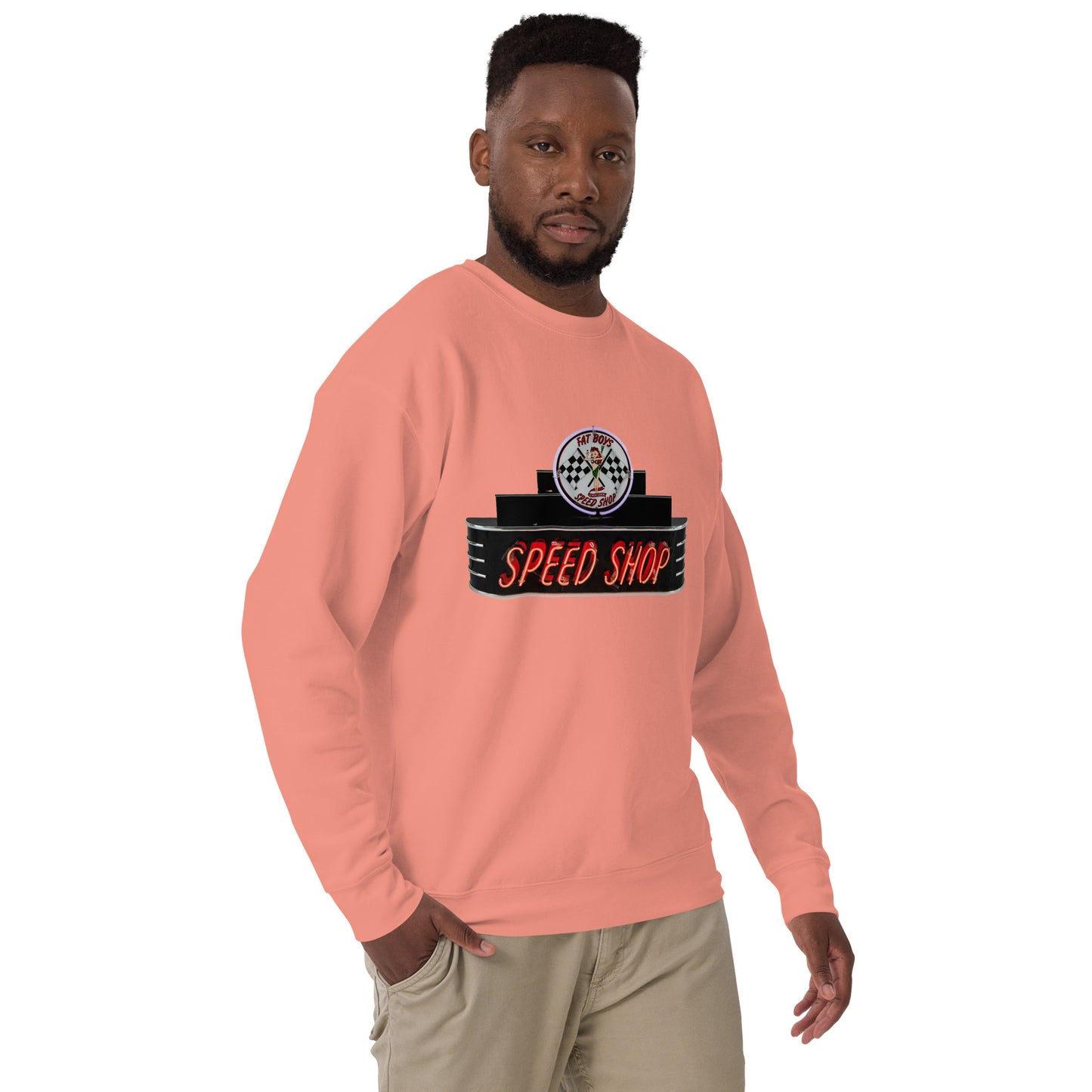 Vintage Neon Speed Shop Sign Unisex Premium Sweatshirt