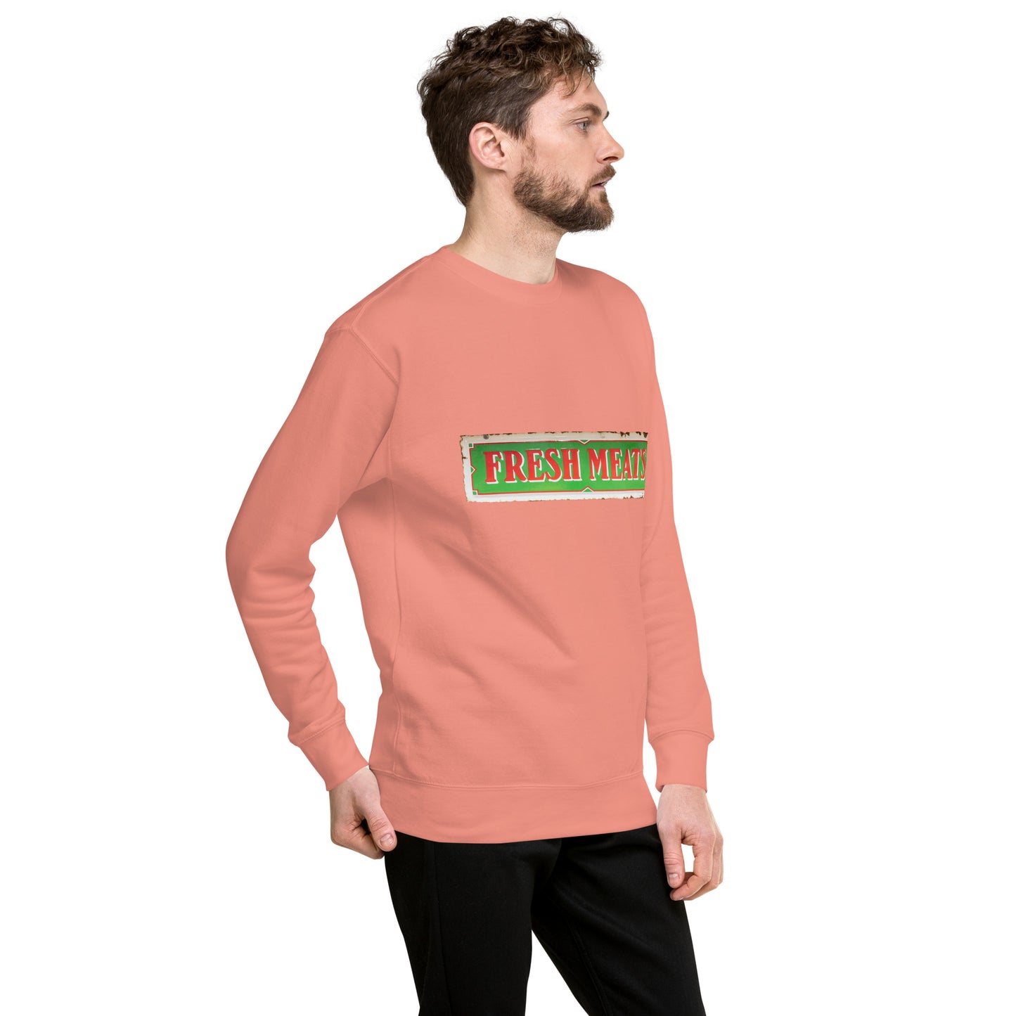 Vintage Fresh Meat Sign Porcelain Style Unisex Premium Sweatshirt