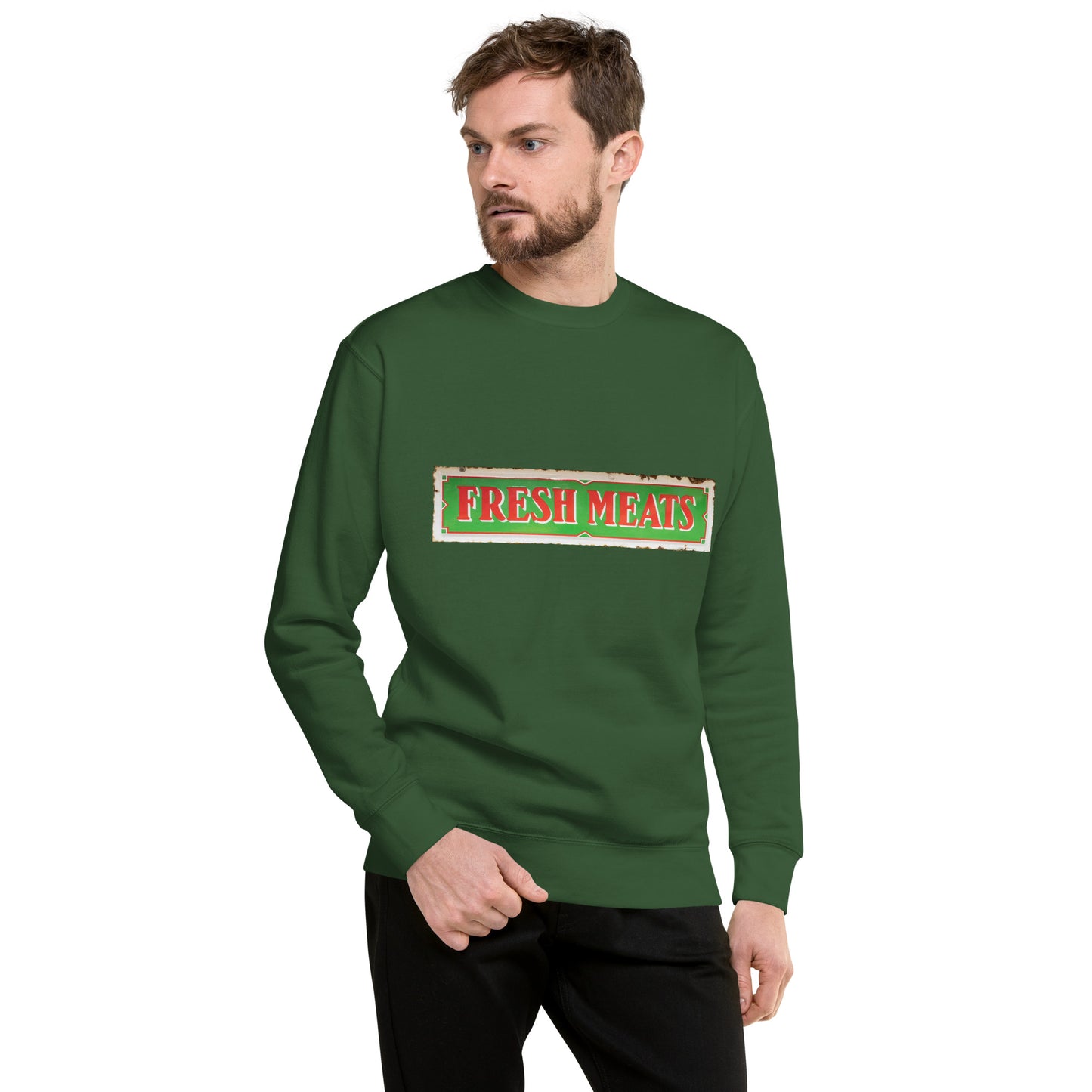 Vintage Fresh Meat Sign Porcelain Style Unisex Premium Sweatshirt