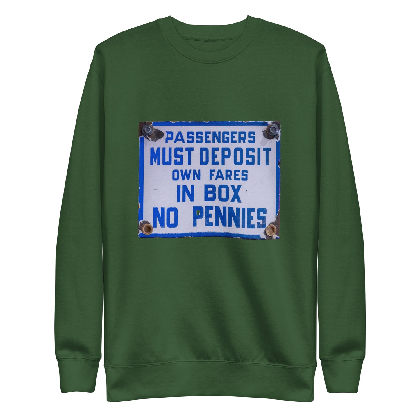 Vintage Passenger Fare Sign Unisex Premium Sweatshirt