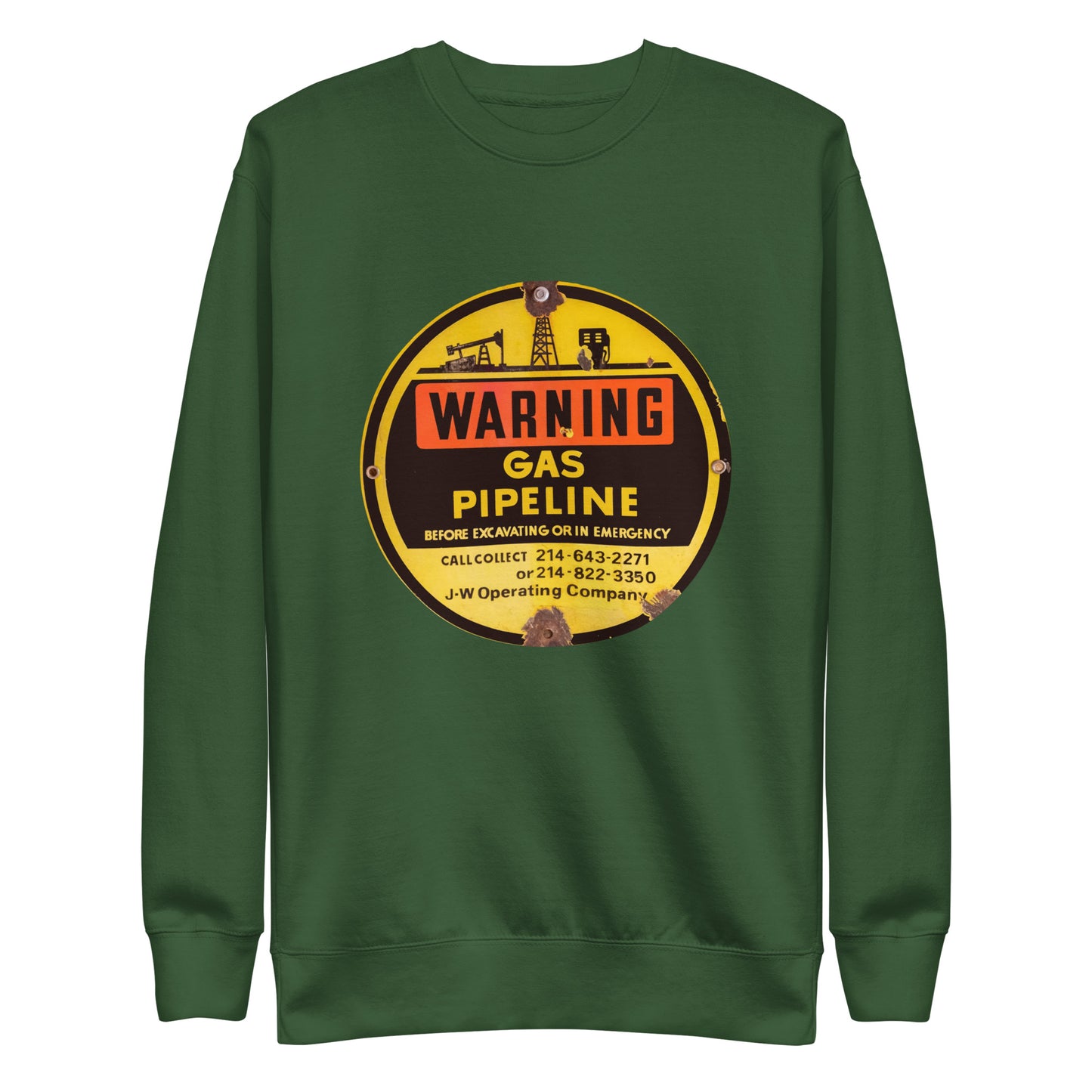 Retro Gas Warning Sign Tin Unisex Premium Sweatshirt