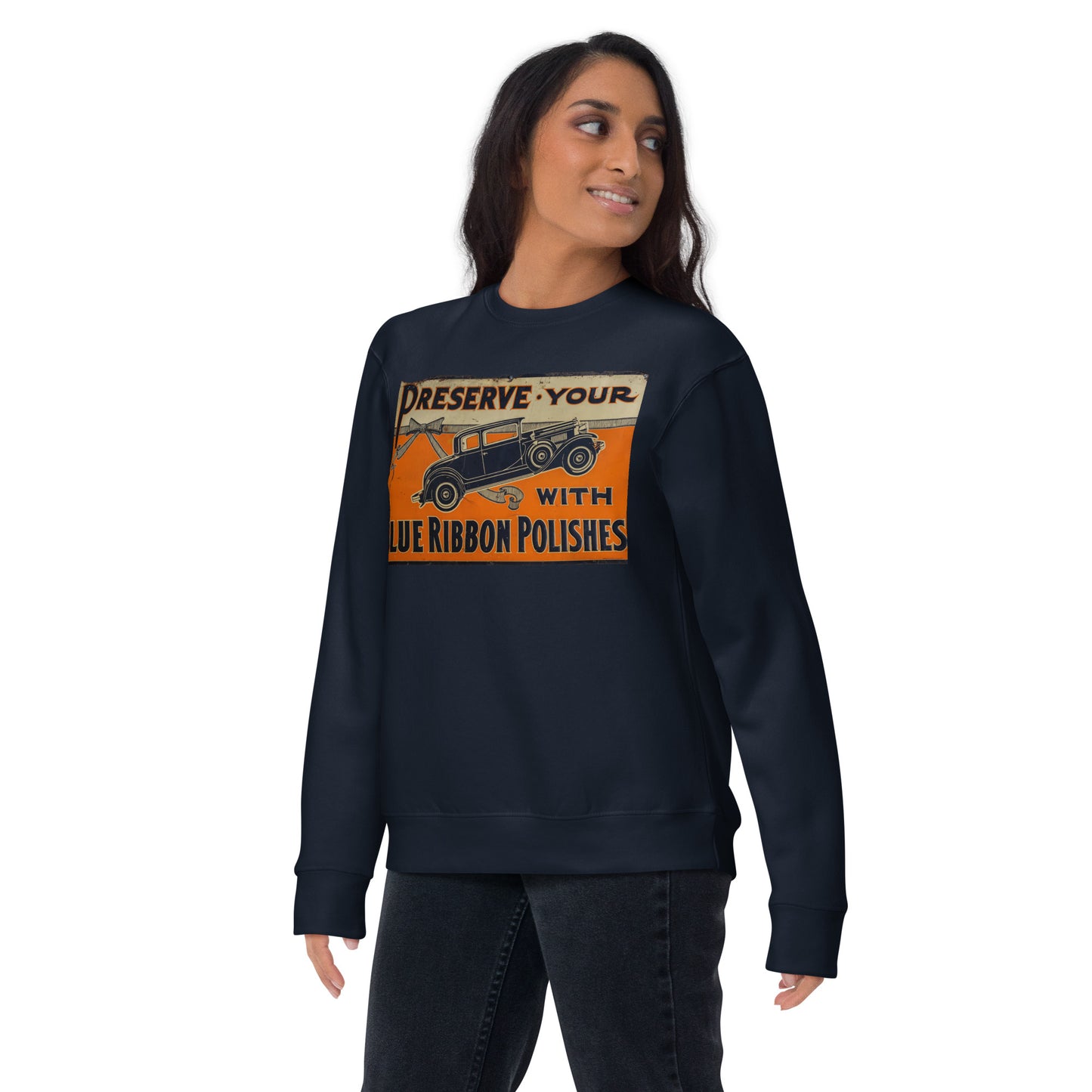 Blue Ribbon Patina Tin Style Unisex Premium Sweatshirt