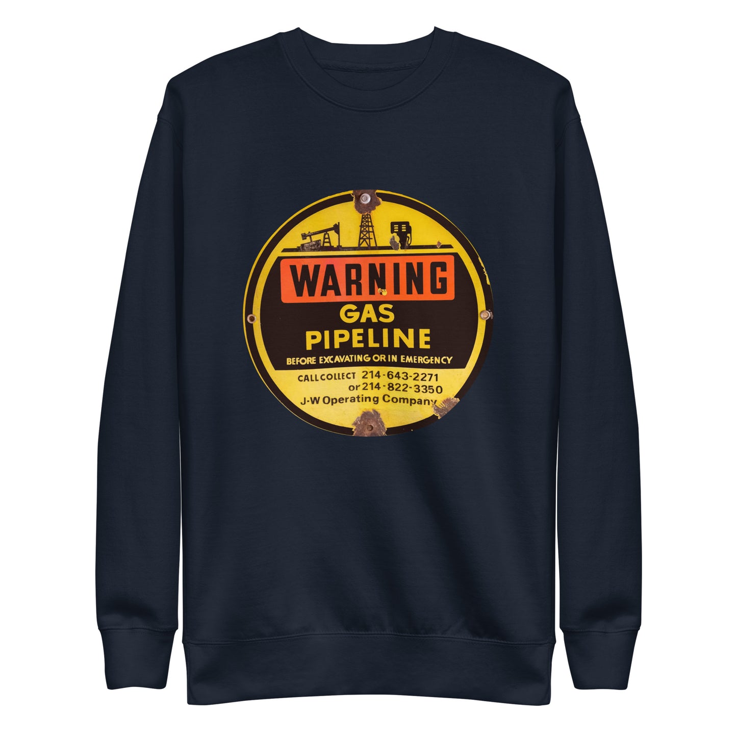 Retro Gas Warning Sign Tin Unisex Premium Sweatshirt