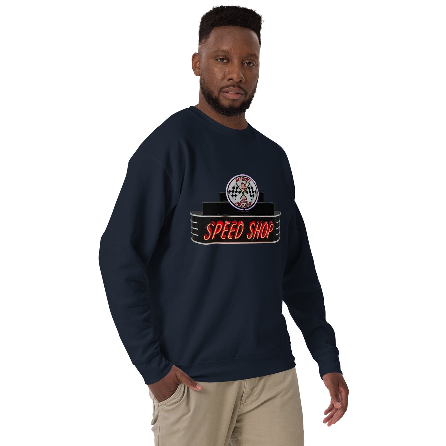 Vintage Neon Speed Shop Sign Unisex Premium Sweatshirt