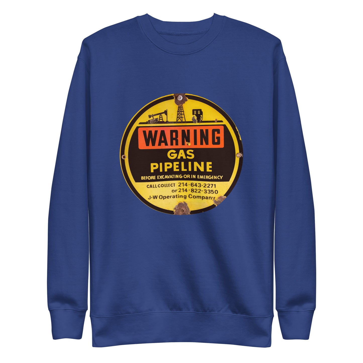 Retro Gas Warning Sign Tin Unisex Premium Sweatshirt