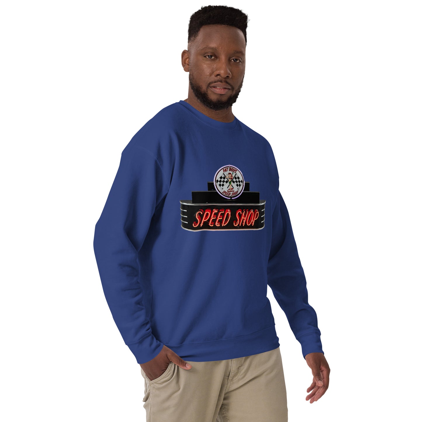 Vintage Neon Speed Shop Sign Unisex Premium Sweatshirt