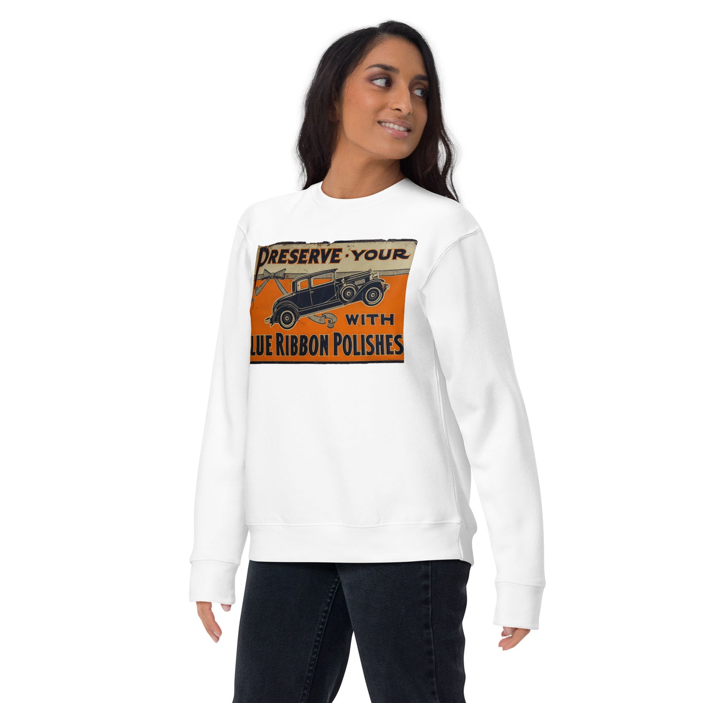 Blue Ribbon Patina Tin Style Unisex Premium Sweatshirt