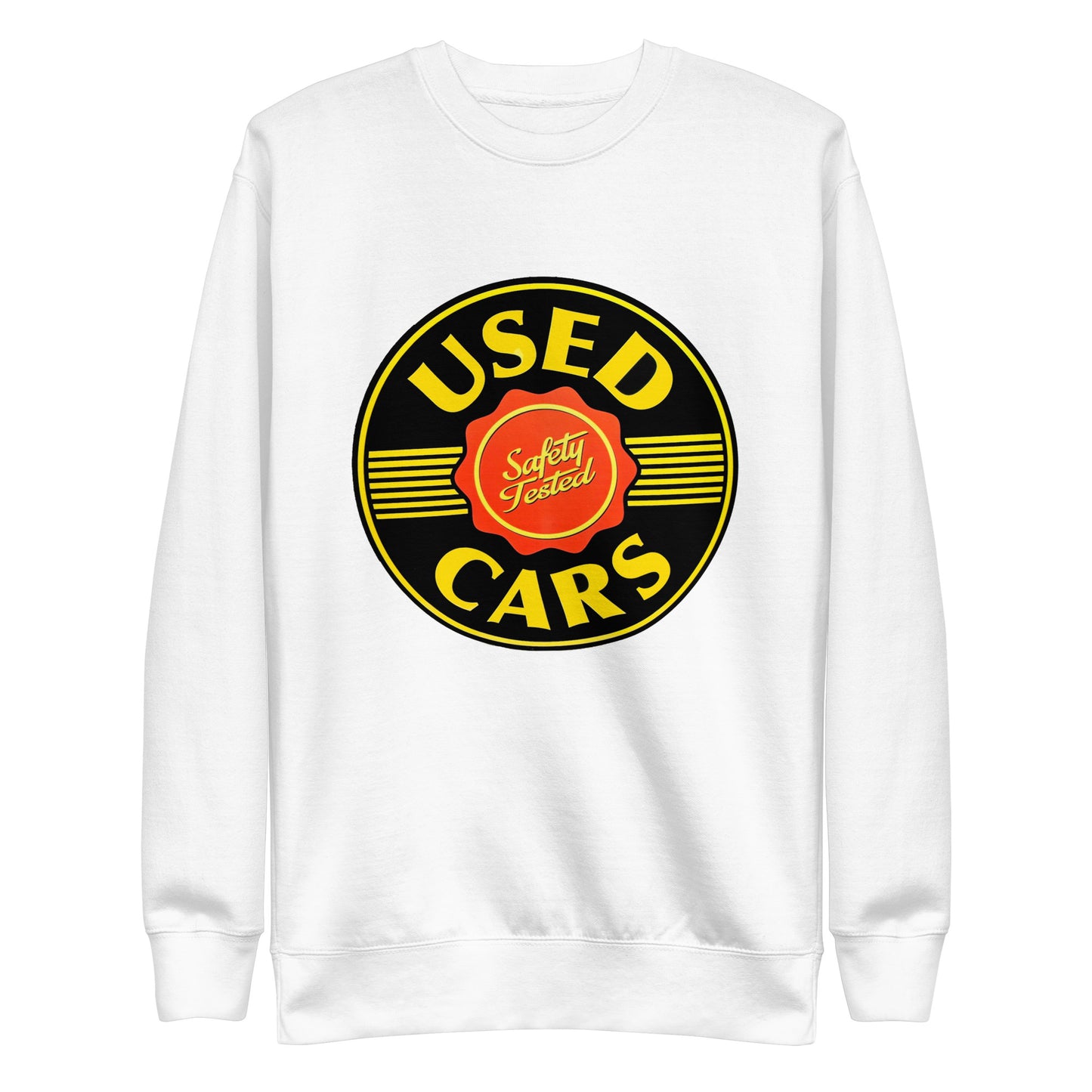 Vintage Porcelain Used Car Sign Unisex Premium Sweatshirt