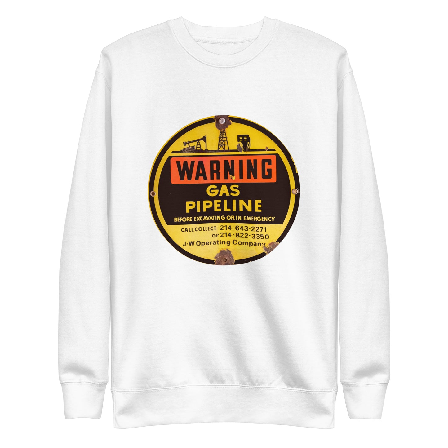 Retro Gas Warning Sign Tin Unisex Premium Sweatshirt