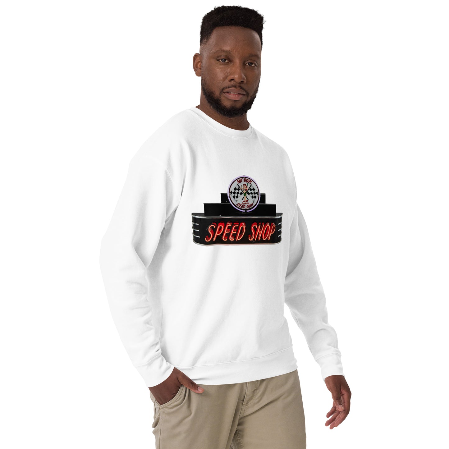 Vintage Neon Speed Shop Sign Unisex Premium Sweatshirt