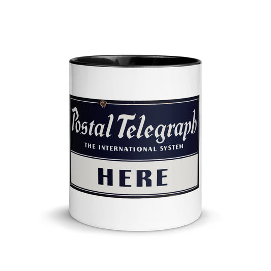 Vintage Telegraph Sign (The Original Email) Mug with Color Inside