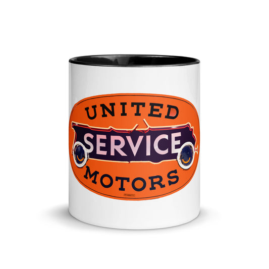 Vintage United Service Motor Neon Style Unlit Mug with Color Inside