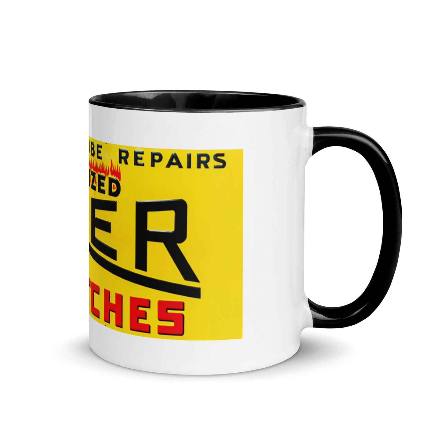 Retro Hot Oil Patch Sign Mug with Color Inside