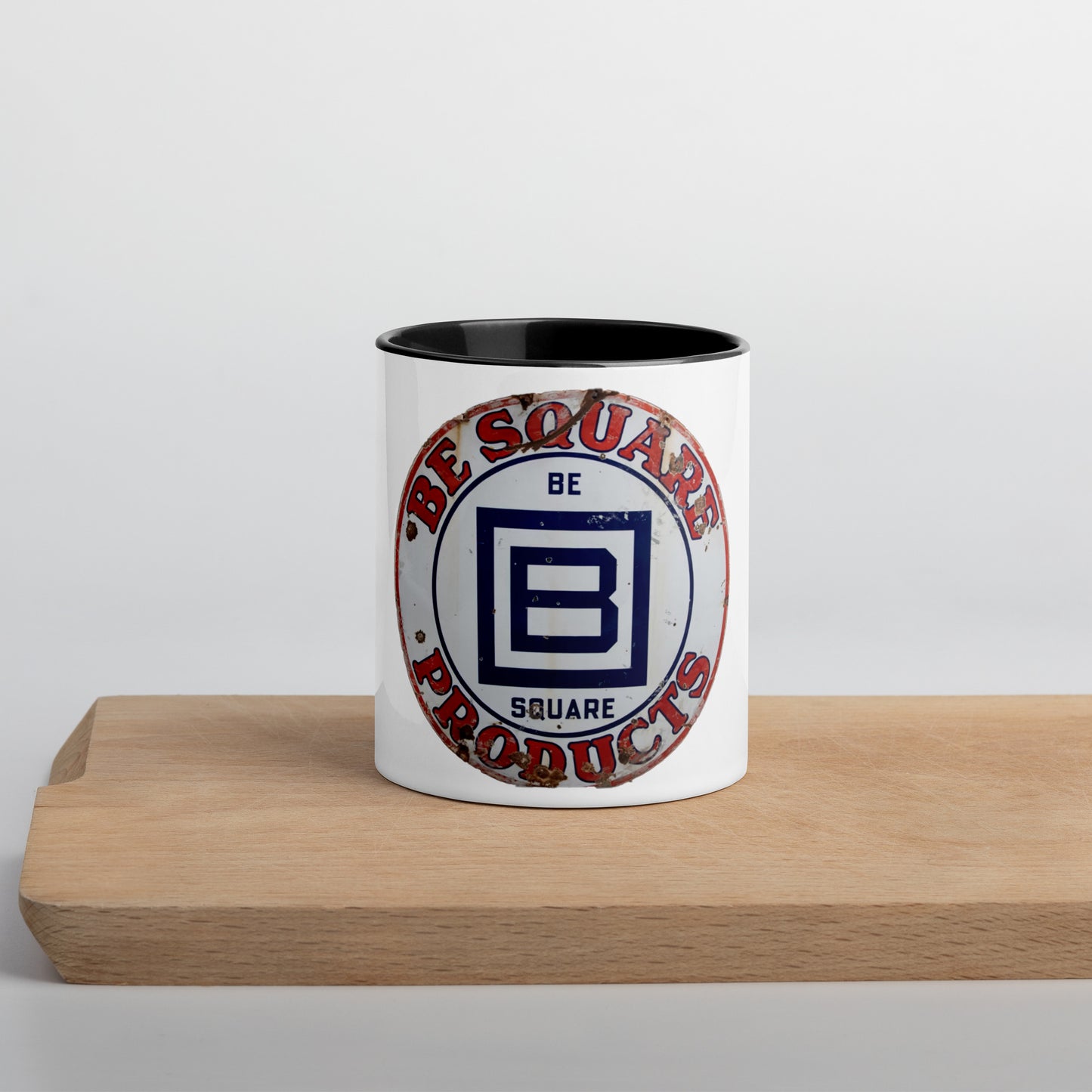 B Square Design Porcelain Mug with Color Inside