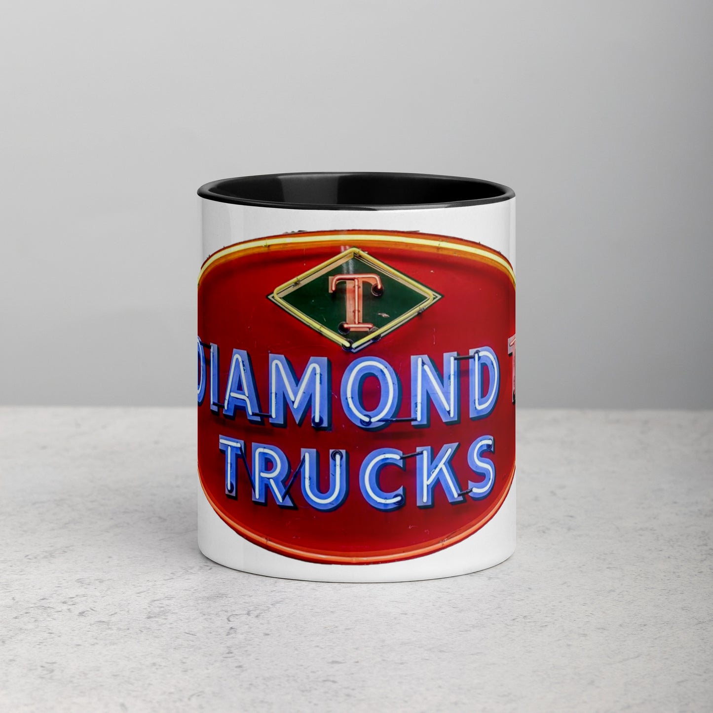 Diamond Trucks Retro Neon Sign Style Mug with Color Inside