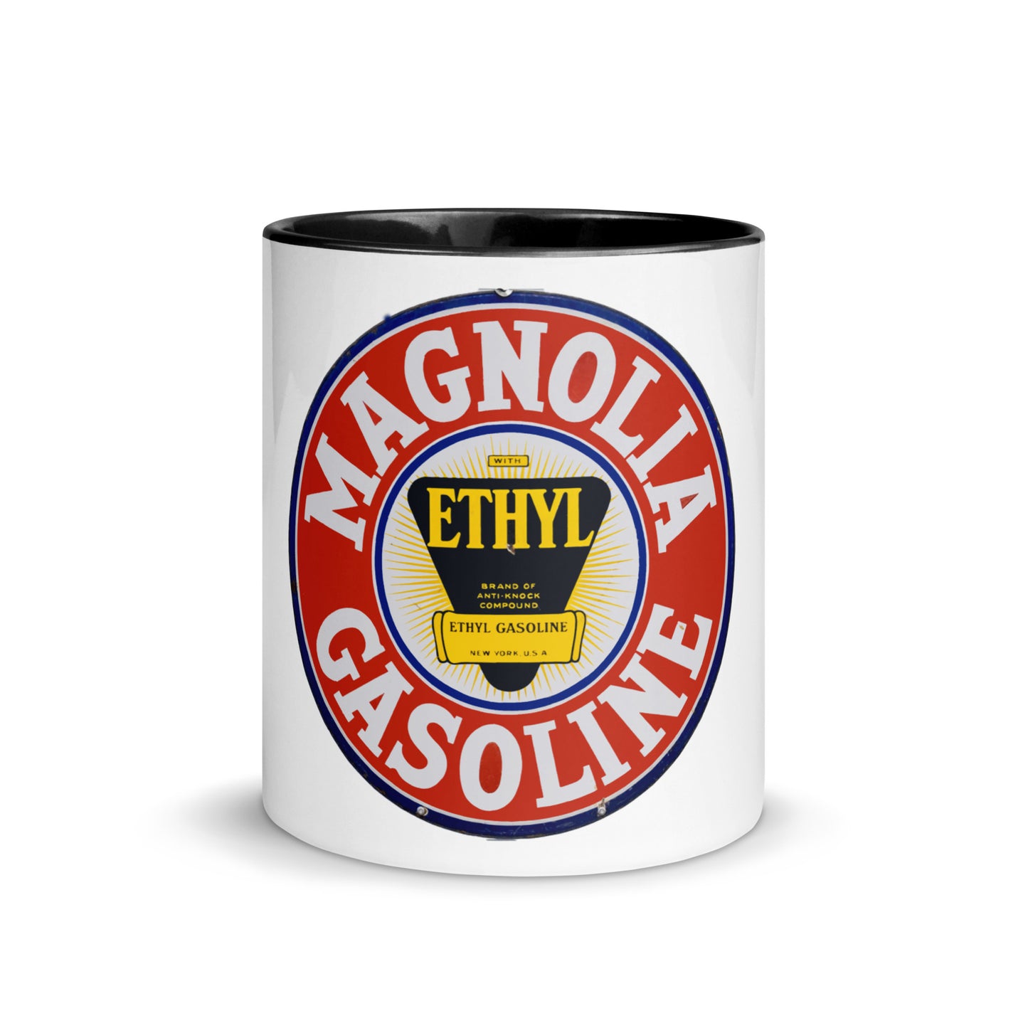 Retro Tin Gas Sign Magnolia Mug with Color Inside