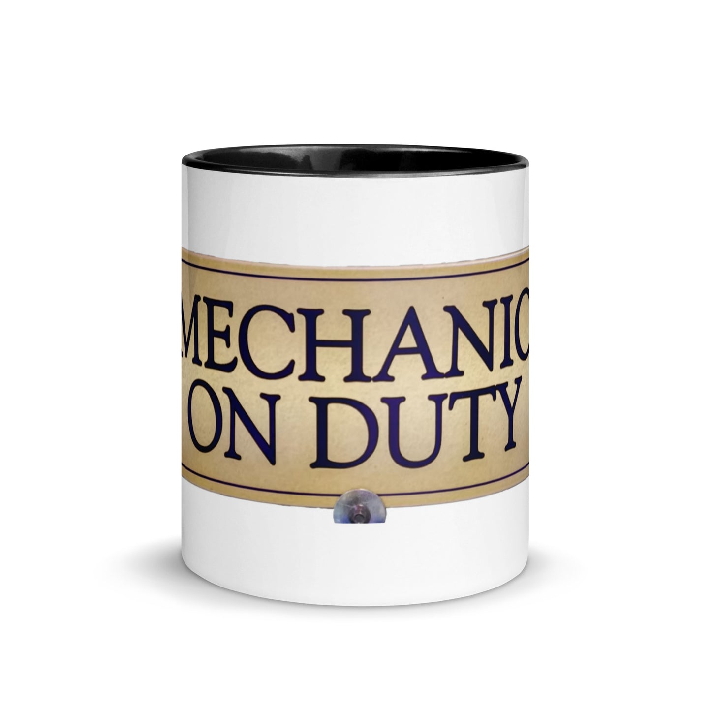 Retro Mechanic On Duty Sign Mug with Color Inside