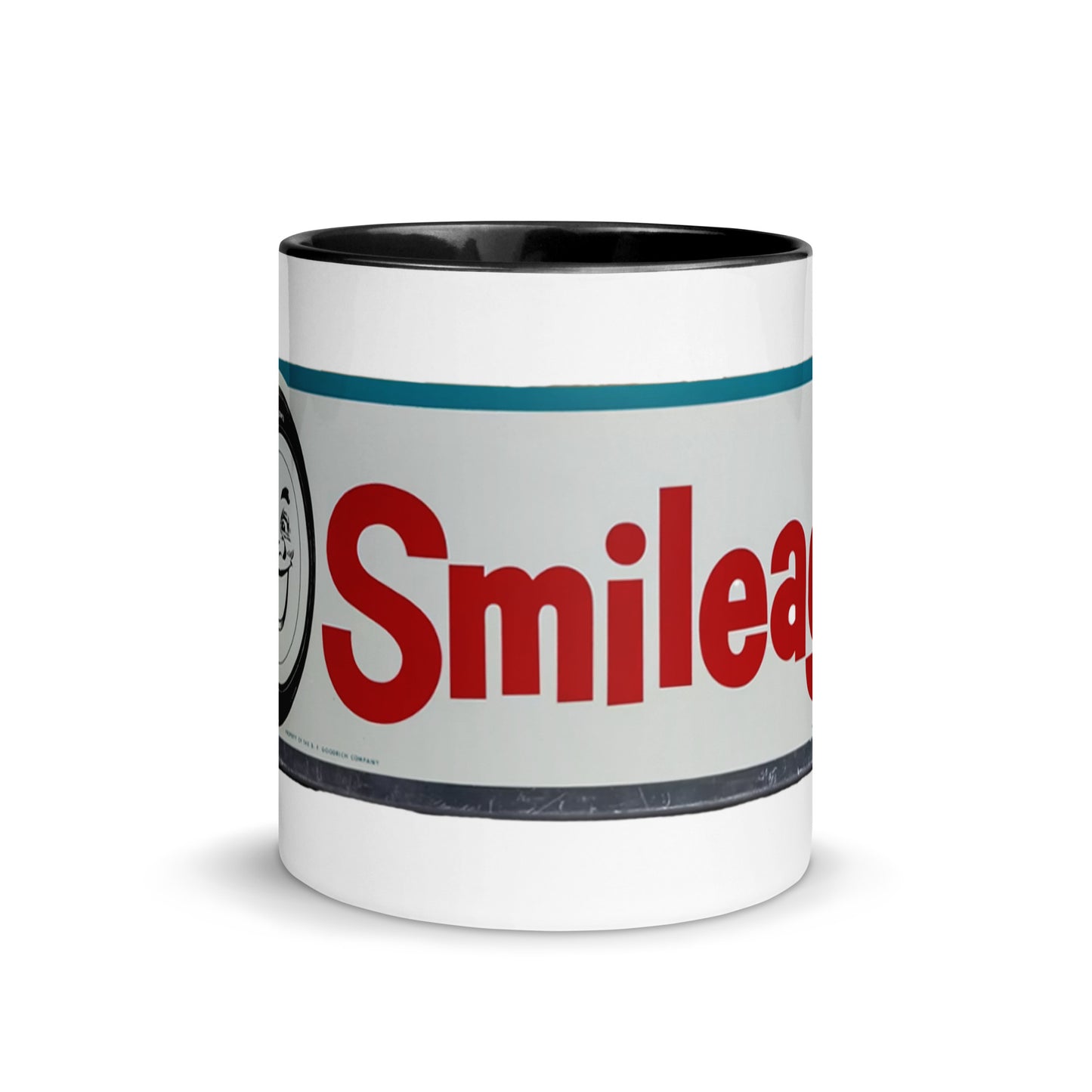 Retro Smileage Tire Sign Mug with Color Inside