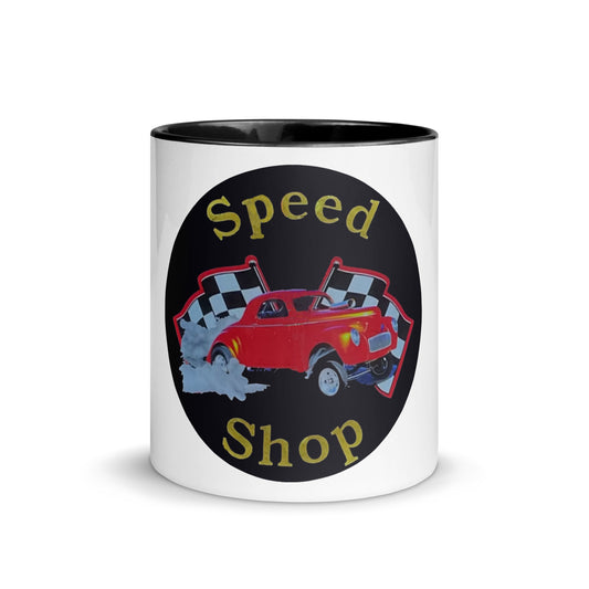 Retro Speed Shop Tin Style Mug with Color Inside