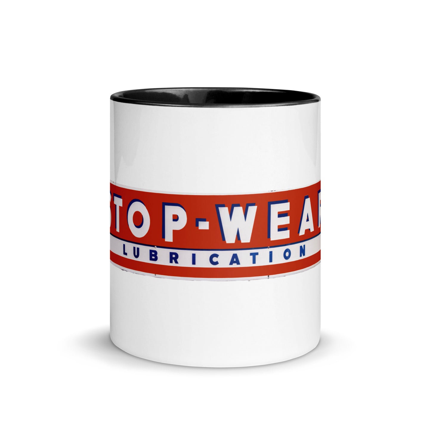 Retro Stop Wear Lube Painted Sign Mug with Color Inside