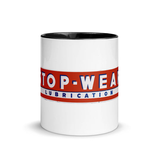 Retro Stop Wear Lube Painted Sign Mug with Color Inside