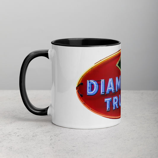 Diamond Trucks Retro Neon Sign Style Mug with Color Inside