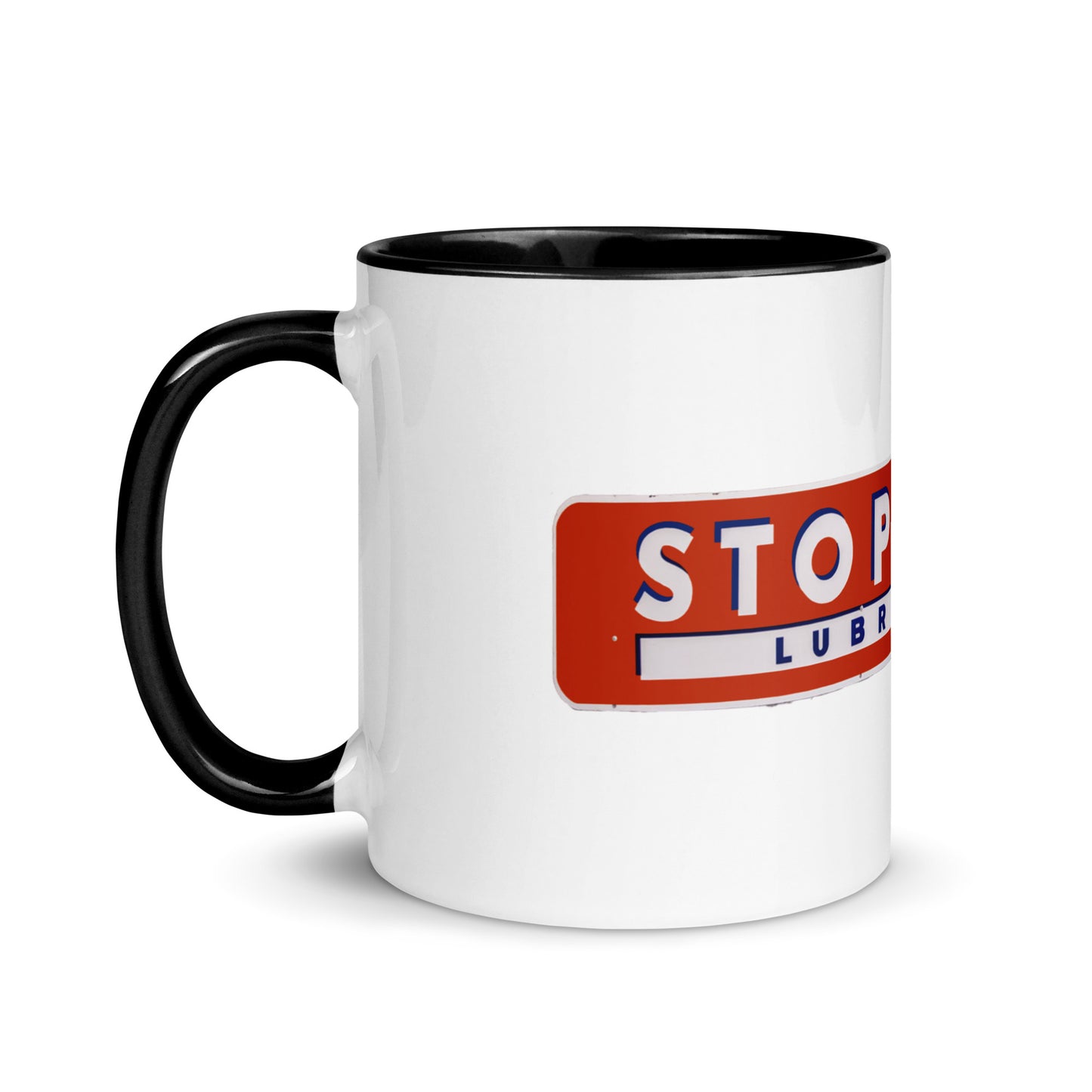 Retro Stop Wear Lube Painted Sign Mug with Color Inside