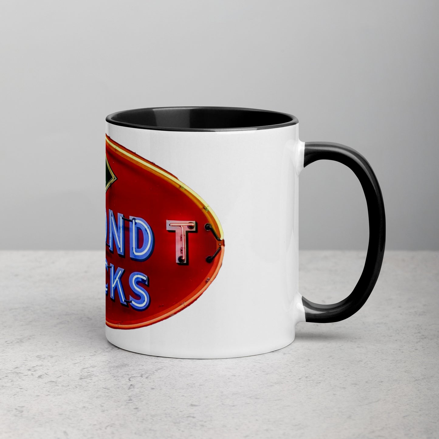 Diamond Trucks Retro Neon Sign Style Mug with Color Inside