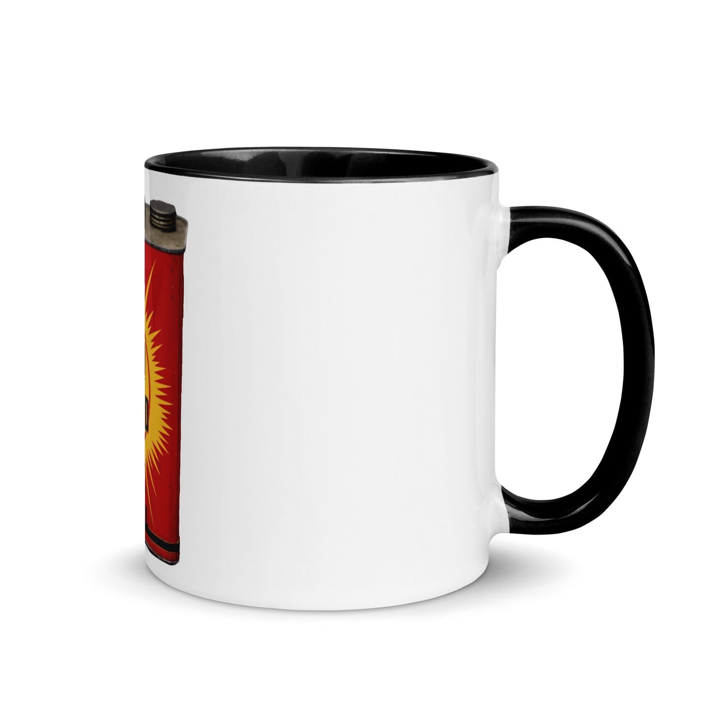 Retro Oil Can Design Mug with Color Inside