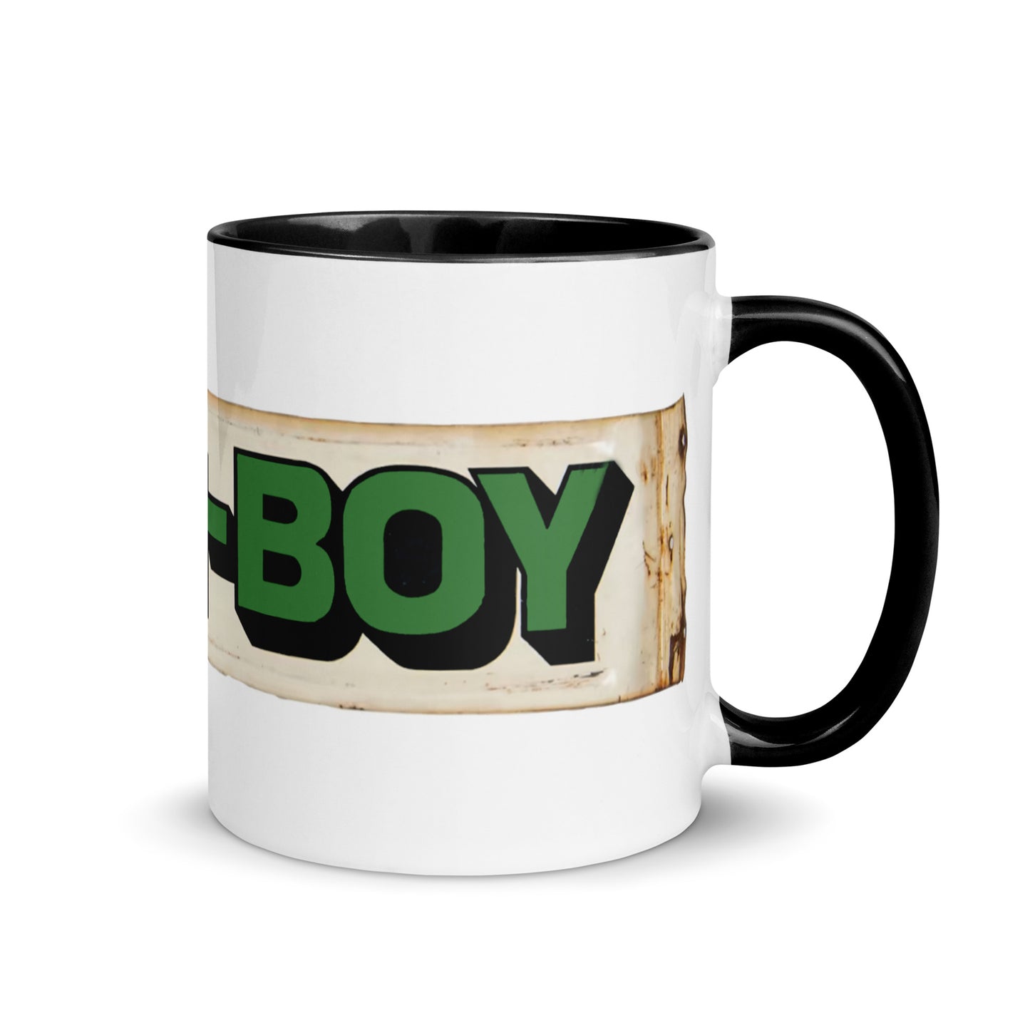 Lawn Boy Porcelain Patina Style Mug with Color Inside