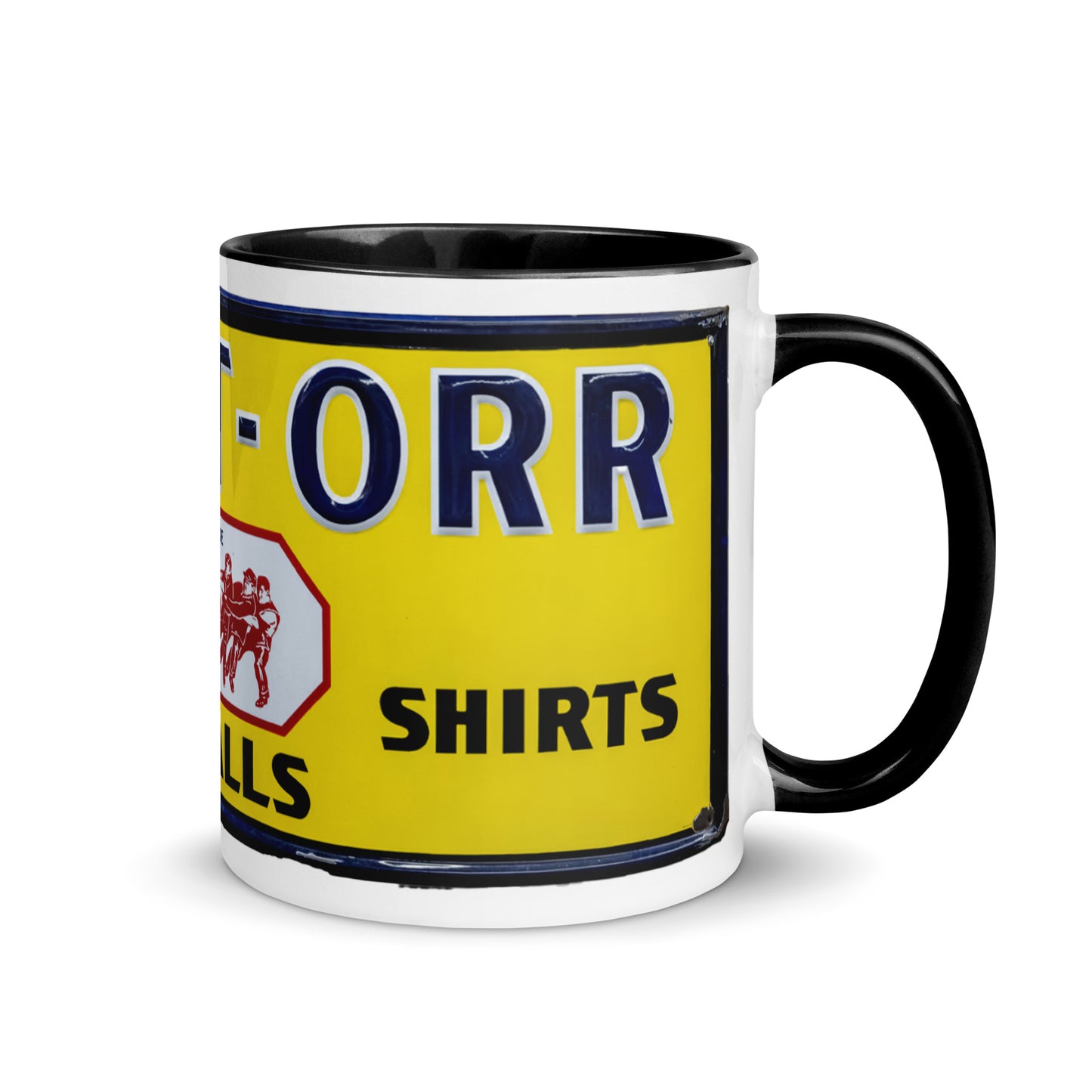 Vintage Mechanic Overalls Porcelain Sign Mug with Color Inside