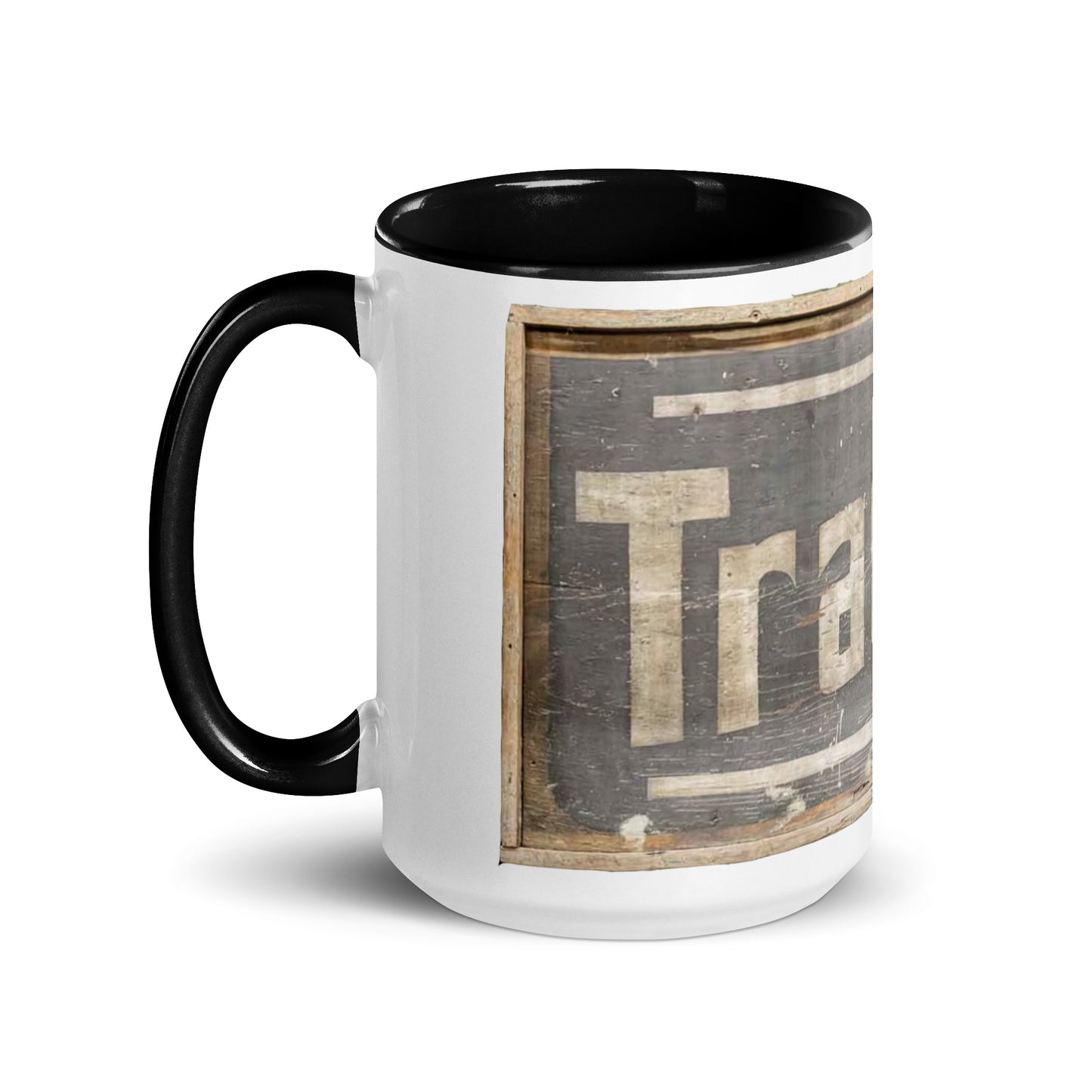 Retro Tractors Sign Wood Style Mug with Color Inside